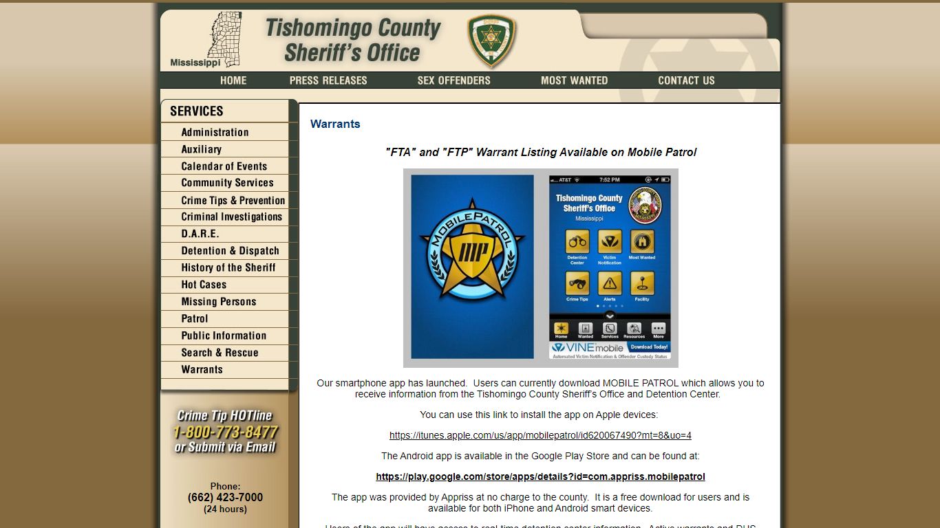 Warrants - Tishomingo County Sheriff MS