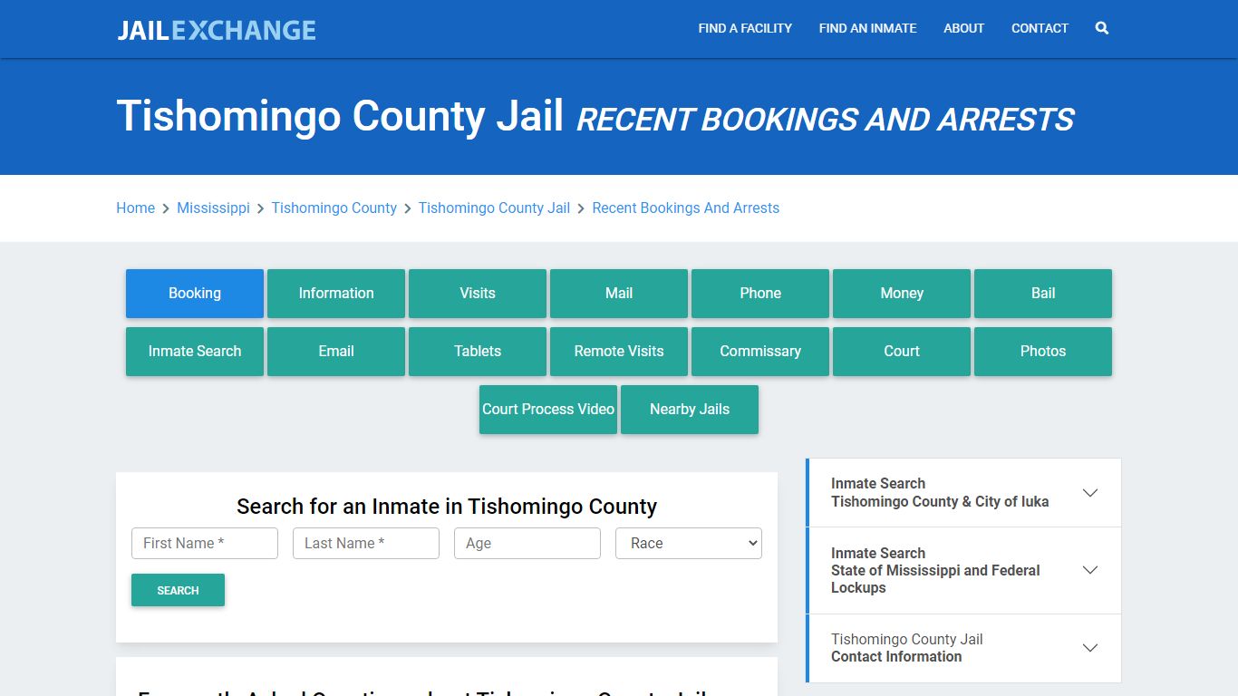 Tishomingo County Jail Recent Bookings And Arrests